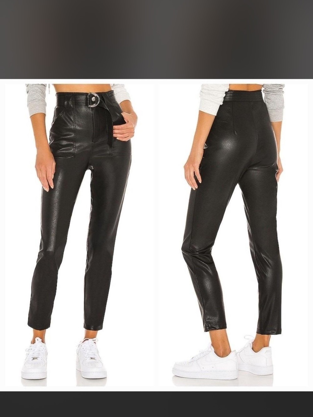 superdown Black High-Rise Faux Leather Ankle Pants